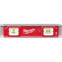 Torpedo Level with Lighted Vials, 9" L, Aluminum, 2 Vials, Magnetic Cam Industrial