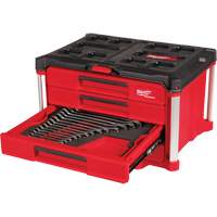 Ensemble de 60 cl&eacute;s mixtes m&eacute;triques et SAE avec boîte &agrave; outils PACKOUT &agrave; 4 tiroirs, 16-3/10" x 22-1/5" x 14-3/10", Noir/Rouge Cam Industrial