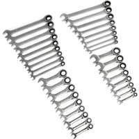 72-Tooth 12 Point Standard & Stubby Wrench Set, Ratcheting Combination, 34 Pieces, Imperial and Metric Cam Industrial