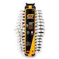 72-Tooth 12 Point Stubby Wrench Set, Ratcheting Combination, 14 Pieces, Imperial and Metric Cam Industrial