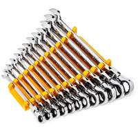 90-Tooth 12 Point Wrench Set, Flex Head/Ratcheting Combination, 12 Pieces, Metric Cam Industrial