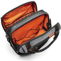 17" Tradesman Closed Top Tool Bag, Polyester, 3 Pockets, Black/Grey/Orange Cam Industrial