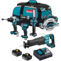 LXT Brushless Cordless 5 Tool Combo Kit, Lithium-Ion, 18 V Cam Industrial