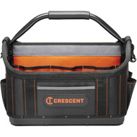 17" Tradesman Open Top Tool Bag, Polyester, 25 Pockets, Black/Orange Cam Industrial