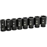 6 Point SAE Socket Set, 8 Pcs, Impact, 3/4" Drive Size, Deep Cam Industrial