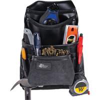 Phantom Collection Heavy-Duty Nail & Tool Bag, Leather, 10 Pockets, Black Cam Industrial