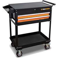 Utility Cart, 2 Drawers, 32-1/2" W x 42" H, Black/Orange Cam Industrial