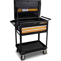 Utility Cart, 2 Drawers, 32-1/2" W x 42" H, Black/Orange Cam Industrial