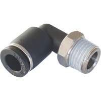 MAXFIT Push-to-Connect to Male NPT Elbow Adapter, 3/8" x 1/2" Dia., PBT Polymer Cam Industrial