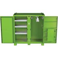 Armoire ventil&eacute;e pour le rangement d'&eacute;PI sur place, Acier, Vert lime haute visibilit&eacute; Cam Industrial