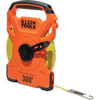 Open Reel Tape Measure with Single Hook and Carabiner, 1/2" x 300', 1/10" Graduations Cam Industrial