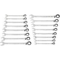 90-Tooth 12-Point Reversible Wrench Set, Ratcheting Box, 16 Pieces, Metric Cam Industrial