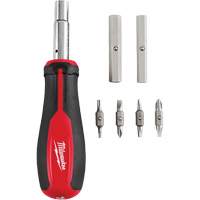 11-in-1 Magnetic 1/4" & 3/8" Drive Multi-Bit Screwdriver, 8" L, Cushion Grip Handle Cam Industrial