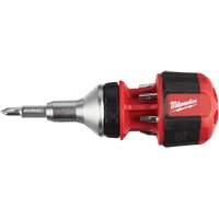 8-in-1 Compact Ratcheting 1/4" Drive Multi-Bit Driver, Cushion Grip Handle Cam Industrial