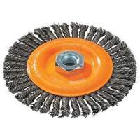 Brosse &agrave; fils nou&eacute;s pour cordons de soudure, Dia. 4", Fils 0,02", Arbre 5/8"-11, Acier Cam Industrial