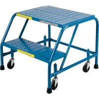Rolling Step Ladder, 2 Steps, 18" Step Width, 19" Platform Height, Steel Cam Industrial