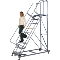 Heavy-Duty Stairway Slope Ladders, 5 Steps, Perforated, 50° Incline, 50" High Cam Industrial