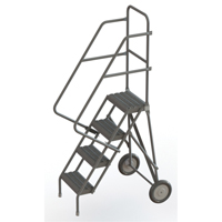 Rolling Ladder, 4 Steps, Serrated, 40" High Cam Industrial