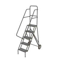 Rolling Ladder, 5 Steps, Serrated, 50" High Cam Industrial