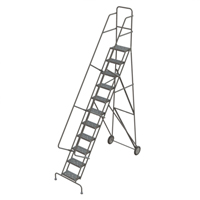 Rolling Ladder, 11 Steps, Serrated, 116" High Cam Industrial