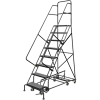 All Directional Rolling Ladder, 8 Steps, 24" Step Width, 80" Platform Height, Steel Cam Industrial