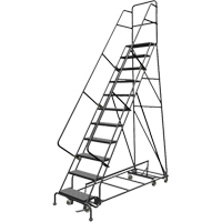 All Directional Rolling Ladder, 11 Steps, 24" Step Width, 110" Platform Height, Steel Cam Industrial