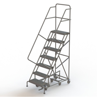 All Directional Rolling Ladder, 7 Steps, 24" Step Width, 70" Platform Height, Steel Cam Industrial
