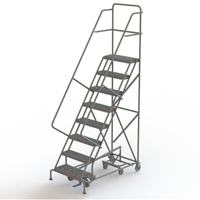 All Directional Rolling Ladder, 8 Steps, 24" Step Width, 80" Platform Height, Steel Cam Industrial