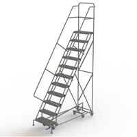 All Directional Rolling Ladder, 11 Steps, 24" Step Width, 110" Platform Height, Steel Cam Industrial