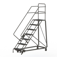 Heavy Duty Safety Slope Ladder, 7 Steps, Perforated, 50° Incline, 70" High Cam Industrial