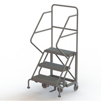Safety Slope Rolling Ladder, 3 Steps, Serrated, 50° Incline, 30" High Cam Industrial