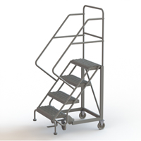 Safety Slope Rolling Ladder, 4 Steps, Serrated, 50° Incline, 40" High Cam Industrial