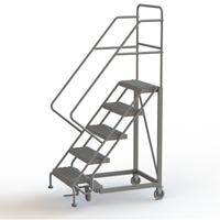 Safety Slope Rolling Ladder, 5 Steps, Serrated, 50° Incline, 50" High Cam Industrial