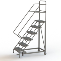 Safety Slope Rolling Ladder, 6 Steps, Serrated, 50° Incline, 60" High Cam Industrial
