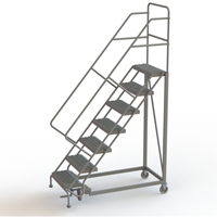Safety Slope Rolling Ladder, 7 Steps, Serrated, 50° Incline, 70" High Cam Industrial