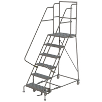 Escabeaux roulants &agrave; dessus profond, 7 marches, Largeur de la marche 16", Hauteur de la plateforme 70", Acier Cam Industrial