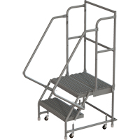 Deep Top Step Rolling Ladder, 2 Steps, 16" Step Width, 20" Platform Height, Steel Cam Industrial