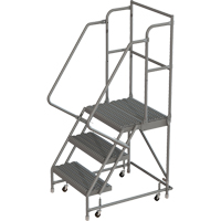 Deep Top Step Rolling Ladder, 3 Steps, 16" Step Width, 30" Platform Height, Steel Cam Industrial