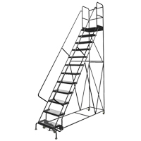 Deep Top Step Rolling Ladder, 7 Steps, 16" Step Width, 70" Platform Height, Steel Cam Industrial