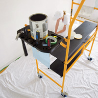 Jobsite Series 4' Safety Rail & Tool Shelf Scaffold Kit, Steel Frame, 49-1/2" D x 57-3/4" H Cam Industrial