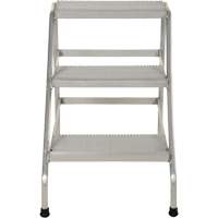 Aluminum Step Stand, 3 Step(s), 22-13/16" W x 34-9/16" L x 30" H, 500 lbs. Capacity Cam Industrial