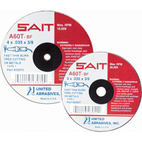 Meule &agrave; tronçonner, 4" x 0,045", Arbre de 5/8", Type 27, Oxyde d'aluminium, 13500 Tr/min Cam Industrial