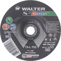 Flexcut Depressed Centre Grinding Wheels, 7", 36 Grit, Aluminum Oxide, 7/8", 8600 RPM, Type 29 Cam Industrial