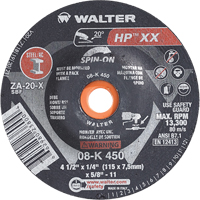 Double-X Depressed Centre Grinding Wheel, 4-1/2" x 1/4", 5/8"-11 Arbor, Type 27S Cam Industrial