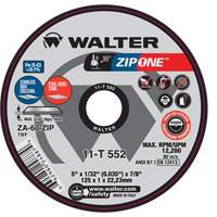 Zip One Cut-Off Wheel, 5" x 1/32", 7/8" Arbor, Type 1, Zirconia Alumina, 12200 RPM Cam Industrial