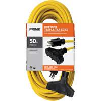 Vinyl Extension Cord, Outdoor, SJTW, 12/3 AWG, 15 A, 3 Outlet(s), 50' Cam Industrial
