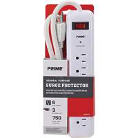 Protecteurs de surtension, 6 Prises, 750 J, 1875, Cordon 3' Cam Industrial