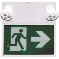 Running Man Exit Sign, LED, Battery Operated/Hardwired, 12" L x 12 1/2" W, Pictogram XE664 | Cam Industrial