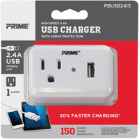 Prime&reg; USB Charger with Surge Protector Cam Industrial