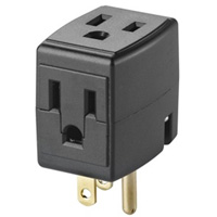 Grounded Triple Cube, 3 Outlet(s), None, 15 Amps, 1875 W, 125 V Cam Industrial